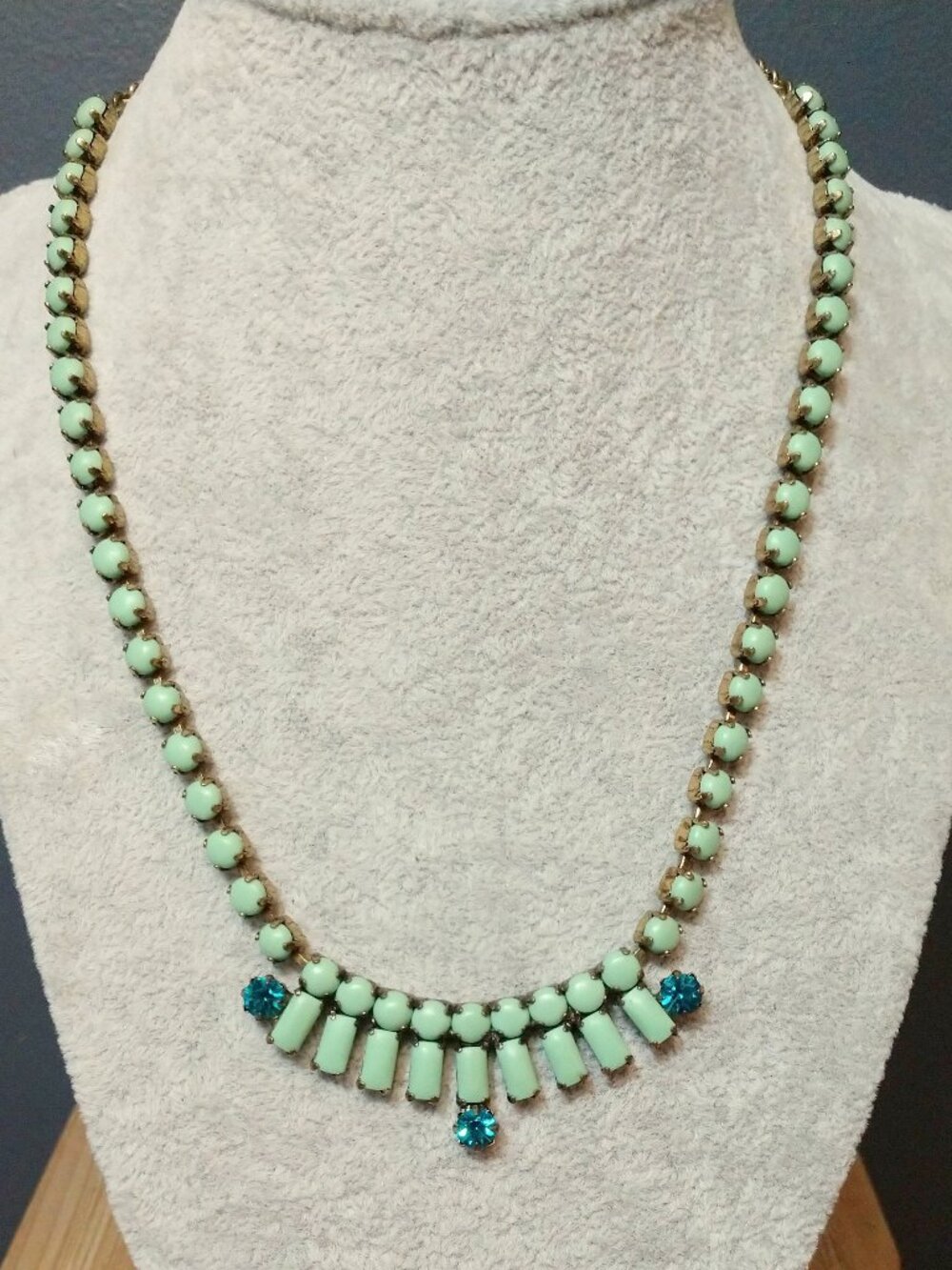 Fossil stone and cz necklace